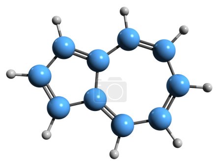 Foto de Imagen 3D de la fórmula esquelética del azuleno - estructura química molecular del isómero de naftaleno aislado sobre fondo blanco - Imagen libre de derechos