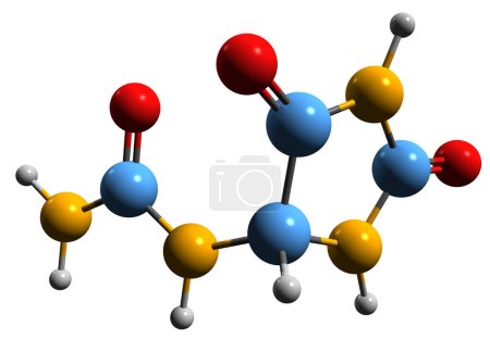 Photo for 3D image of allantoin skeletal formula - molecular chemical structure of  5-ureidohydantoin isolated on white background - Royalty Free Image