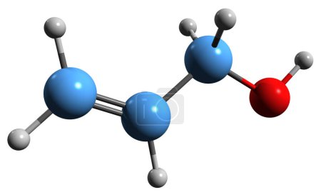 Foto de Imagen 3D de la fórmula esquelética de alcohol alílico - estructura química molecular del vinilo carbinol aislado sobre fondo blanco - Imagen libre de derechos