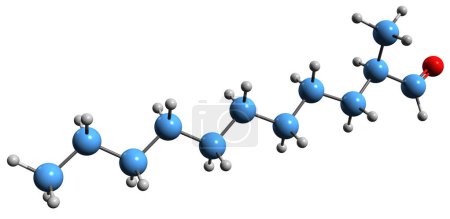 Foto de Imagen 3D de la fórmula esquelética del aldehído C-12 MNA - estructura química molecular del odorante cosmético Ingrediente aislado sobre fondo blanco - Imagen libre de derechos