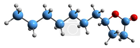 Téléchargez les photos : Image 3D de la formule squelettique Gamma Undecalactone Structure chimique moléculaire de l'aldéhyde Peach C14 isolé sur fond blanc - en image libre de droit