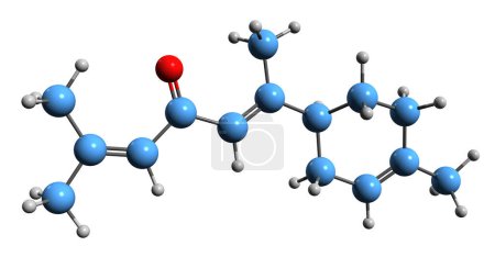Photo for 3D image of alpha Atlantone skeletal formula - molecular chemical structure of atlas cedar oil phytochemical isolated on white background - Royalty Free Image