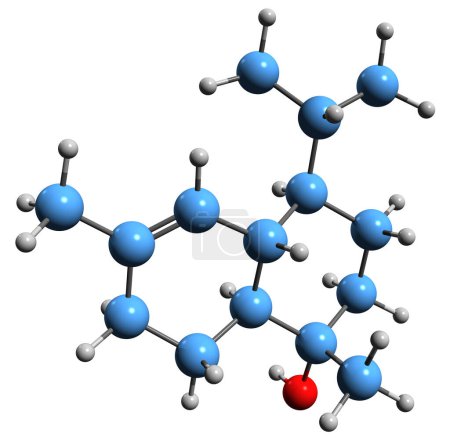 Foto de Imagen 3D de la fórmula esquelética de a-Cadinol: estructura química molecular del alcohol sesquiterpenoide aislado sobre fondo blanco - Imagen libre de derechos