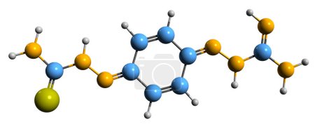 Téléchargez les photos : Image 3D de la formule squelettique d'Ambazone - structure chimique moléculaire de l'antiseptique oral isolé sur fond blanc - en image libre de droit