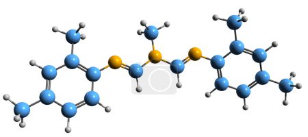Foto de Imagen 3D de la fórmula esquelética de Amitraz: estructura química molecular de acaricida e insecticida no sistémicos aislados sobre fondo blanco - Imagen libre de derechos