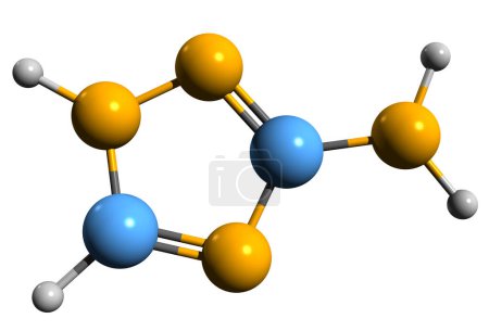 Téléchargez les photos : Image 3D de la formule squelettique d'Amitrol - structure chimique moléculaire d'un composé organique hétérocyclique isolé sur fond blanc - en image libre de droit