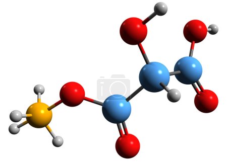 Téléchargez les photos : Image 3D de la formule squelettique du malate d'ammonium - structure chimique moléculaire de l'hydroxybutanedioate d'ammonium isolé sur fond blanc - en image libre de droit