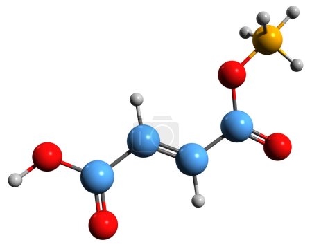 Téléchargez les photos : Image 3D de la formule squelettique du fumarate d'ammonium - structure chimique moléculaire de l'additif alimentaire 368 isolé sur fond blanc - en image libre de droit