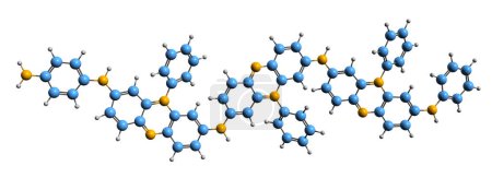 Téléchargez les photos : Image 3D de la formule squelettique Aniline Black - structure chimique moléculaire du colorant isolé sur fond blanc - en image libre de droit
