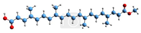 Foto de Imagen 3D de la fórmula esquelética de Bixin - estructura química molecular de norbixina aislada sobre fondo blanco - Imagen libre de derechos