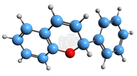 Foto de Imagen 3D de la fórmula esquelética de antocianidina: estructura química molecular del pigmento vegetal aislado sobre fondo blanco - Imagen libre de derechos