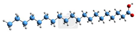  3D image of Arachidic acid skeletal formula - molecular chemical structure of Icosanoic acid isolated on white background