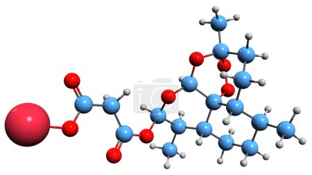 Photo for 3D image of artesunate sodium skeletal formula - molecular chemical structure of antimalarial drug isolated on white background - Royalty Free Image