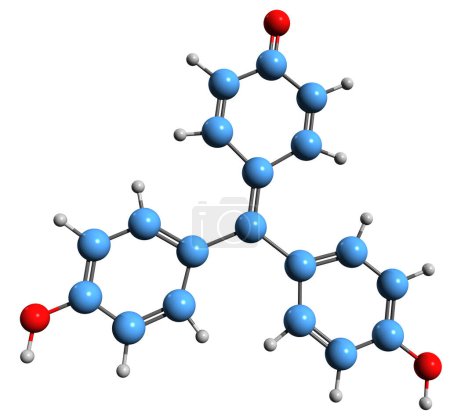 Foto de Imagen 3D de la fórmula esquelética del ácido rosólico - estructura química molecular de Aurin aislada sobre fondo blanco - Imagen libre de derechos
