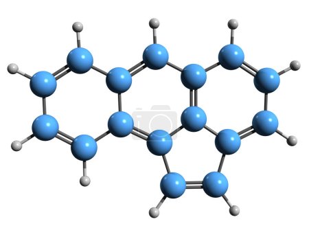 Foto de Imagen 3D de la fórmula esquelética de aceantrileno - estructura química molecular del hidrocarburo aromático heterocíclico aislado sobre fondo blanco - Imagen libre de derechos