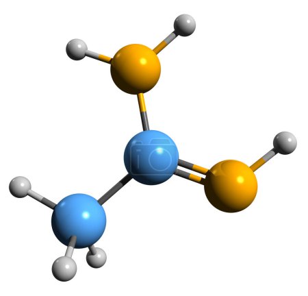 Foto de Imagen 3D de la fórmula esquelética de acetamidina - estructura química molecular de la etanimidamida aislada sobre fondo blanco - Imagen libre de derechos