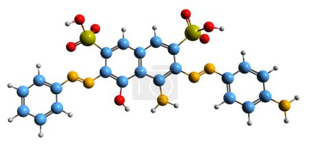 Téléchargez les photos : Image 3D de la formule squelettique Acylan vert foncé B - structure chimique moléculaire du colorant disazo isolé sur fond blanc - en image libre de droit