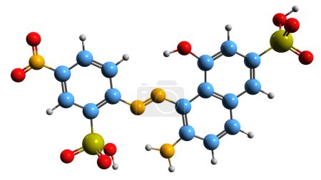 Téléchargez les photos : Image 3D de la formule squelettique Acylan - structure chimique moléculaire du colorant azoïque isolé sur fond blanc - en image libre de droit