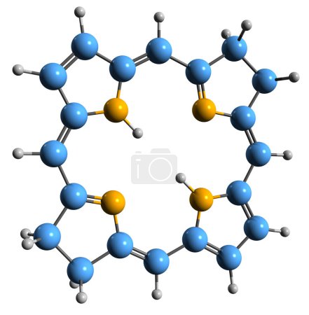 Téléchargez les photos : Image 3D de la formule squelettique bactériochlorine - structure chimique moléculaire du pigment tétrapyrrole Chlorine isolée sur fond blanc - en image libre de droit