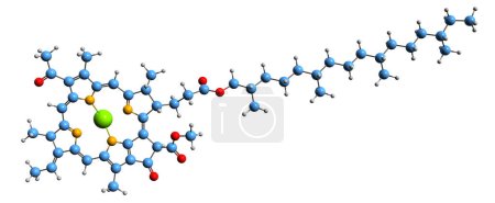 Téléchargez les photos : Image 3D de la formule squelettique de Bacteriochlorophyll b - structure chimique moléculaire du pigment photosynthétique isolé sur fond blanc - en image libre de droit
