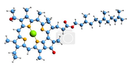 Téléchargez les photos : Image 3D de la formule squelettique Bacteriochlorophyll c - structure chimique moléculaire du pigment photosynthétique isolé sur fond blanc - en image libre de droit