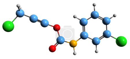 Téléchargez les photos : Image 3D de la formule squelettique Barban - structure chimique moléculaire d'un herbicide sélectif isolé sur fond blanc - en image libre de droit