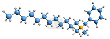 Foto de Imagen 3D de la fórmula esquelética del cloruro de benzalconio: estructura química molecular del cloruro de alquildimetilbencilamonio aislado sobre fondo blanco - Imagen libre de derechos
