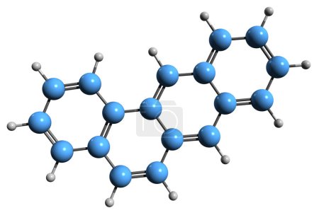 Foto de Imagen 3D de la fórmula esquelética del bencantraceno - estructura química molecular del hidrocarburo aromático policíclico aislado sobre fondo blanco - Imagen libre de derechos