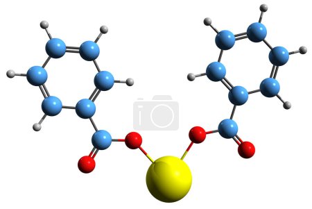 Foto de Imagen 3D de la fórmula esquelética del benzoato de calcio - estructura química molecular de la sal cálcica del ácido benzoico aislada sobre fondo blanco - Imagen libre de derechos