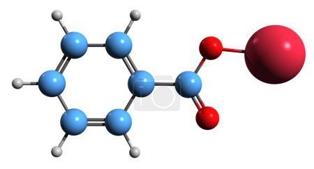 Photo for 3D image of Sodium benzoate skeletal formula - molecular chemical structure of  food preservative isolated on white background - Royalty Free Image