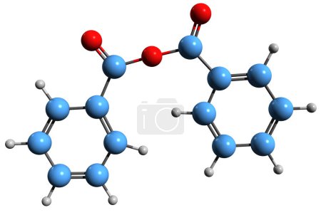 Téléchargez les photos : Image 3D de la formule squelettique de l'anhydride benzoïque - structure chimique moléculaire de l'anhydride de l'acide benzoïque isolé sur fond blanc - en image libre de droit