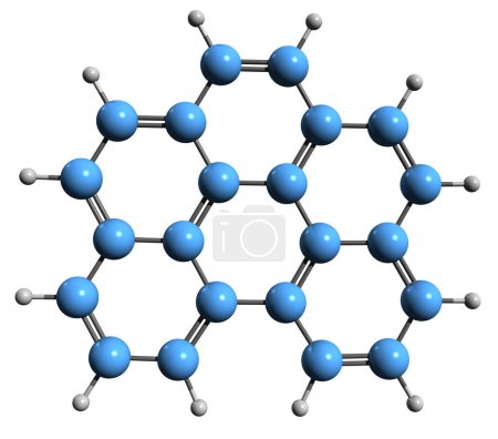Foto de Imagen 3D de la fórmula esquelética del perileno de Benzo - estructura química molecular del hidrocarburo aromático policíclico aislado sobre fondo blanco - Imagen libre de derechos