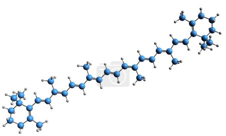 Téléchargez les photos : Image 3D de la formule squelettique du bêta-carotène - structure chimique moléculaire du pigment rouge-orange Provitamine A isolée sur fond blanc - en image libre de droit