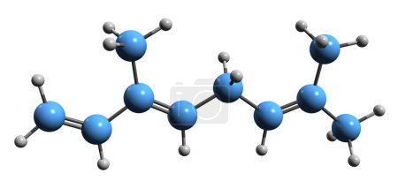 Photo for 3D image of Ocimene skeletal formula - molecular chemical structure of  monoterpene isolated on white background - Royalty Free Image