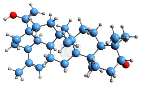 Foto de Imagen 3D de la fórmula esquelética del ácido betulínico - estructura química molecular del triterpenoide pentacíclico aislado sobre fondo blanco - Imagen libre de derechos