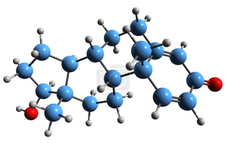 Foto de Imagen 3D de la fórmula esquelética de Boldenone: estructura química molecular del esteroide anabolicandrogénico aislado sobre fondo blanco - Imagen libre de derechos