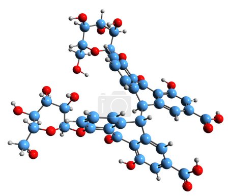 Téléchargez les photos : Image 3D de la formule squelettique de Senna glycoside - structure chimique moléculaire du laxatif sennoside isolé sur fond blanc - en image libre de droit