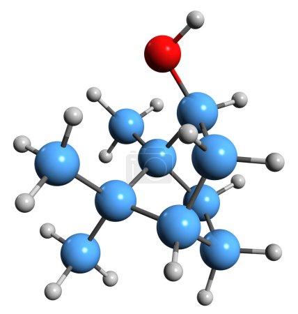Foto de Imagen 3D de la fórmula esquelética de Borneol - estructura química molecular del compuesto orgánico bicíclico aislado sobre fondo blanco - Imagen libre de derechos