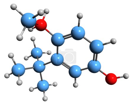 Photo for 3D image of Butylated hydroxyanisole skeletal formula - molecular chemical structure of  isolated on white background - Royalty Free Image