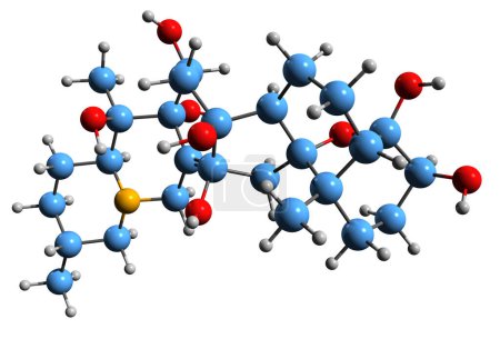 Foto de Imagen 3D de la fórmula esquelética de Veracevine - estructura química molecular del alcaloide aislado sobre fondo blanco - Imagen libre de derechos