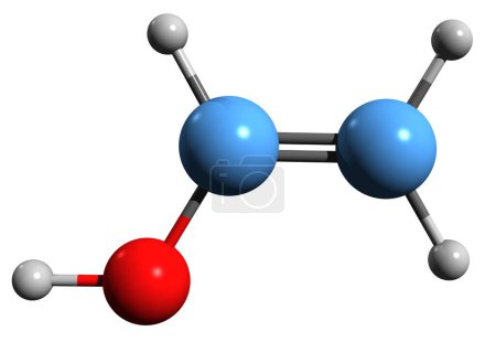 Photo for 3D image of Vinyl alcohol skeletal formula - molecular chemical structure of Hydroxyethylene isolated on white background - Royalty Free Image
