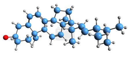  Image 3D de la formule squelettique de la vitamine D - structure chimique moléculaire des sénostéroïdes liposolubles isolés sur fond blanc