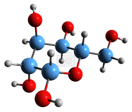 Foto de Imagen 3D de la fórmula esquelética de Galactosa: estructura química molecular del azúcar monosacárido aislado sobre fondo blanco - Imagen libre de derechos