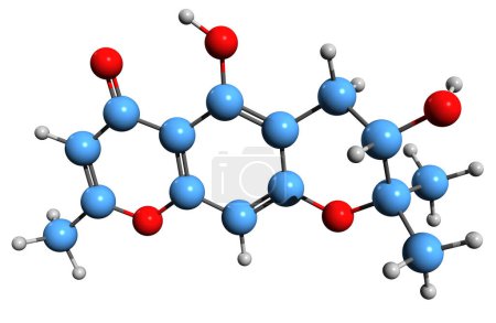 Photo for 3D image of gamaudol skeletal formula - molecular chemical structure of phytochemical chromone isolated on white background - Royalty Free Image