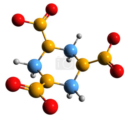 Foto de Imagen 3D de la fórmula esquelética hexógena: estructura química molecular de la hexolita de trimetiletrinitramina aislada sobre fondo blanco - Imagen libre de derechos