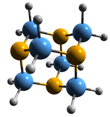 Photo for 3D image of Hexamethylenetetramine skeletal formula - molecular chemical structure of methenamine isolated on white background - Royalty Free Image