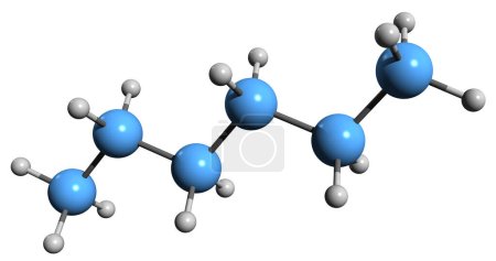 Foto de Imagen 3D de la fórmula esquelética de hexano - estructura química molecular de hexacarbane aislada sobre fondo blanco - Imagen libre de derechos