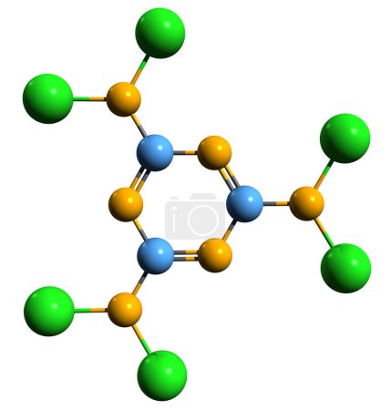 Photo for 3D image of Hexachloromelamine skeletal formula - molecular chemical structure of Hexachloromelamine isolated on white background - Royalty Free Image