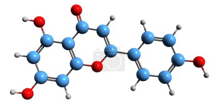 Photo for 3D image of Genistein skeletal formula - molecular chemical structure of isoflavone Trihydroxyisoflavone isolated on white background - Royalty Free Image