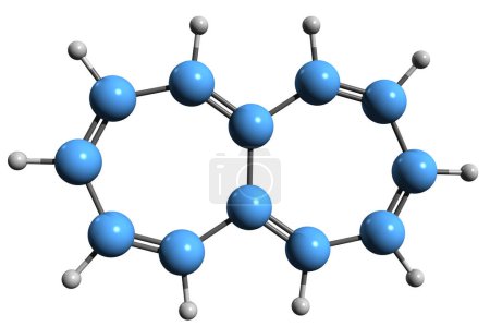 Foto de Imagen 3D de la fórmula esquelética del heptaleno - estructura química molecular del hidrocarburo policíclico aislado sobre fondo blanco - Imagen libre de derechos
